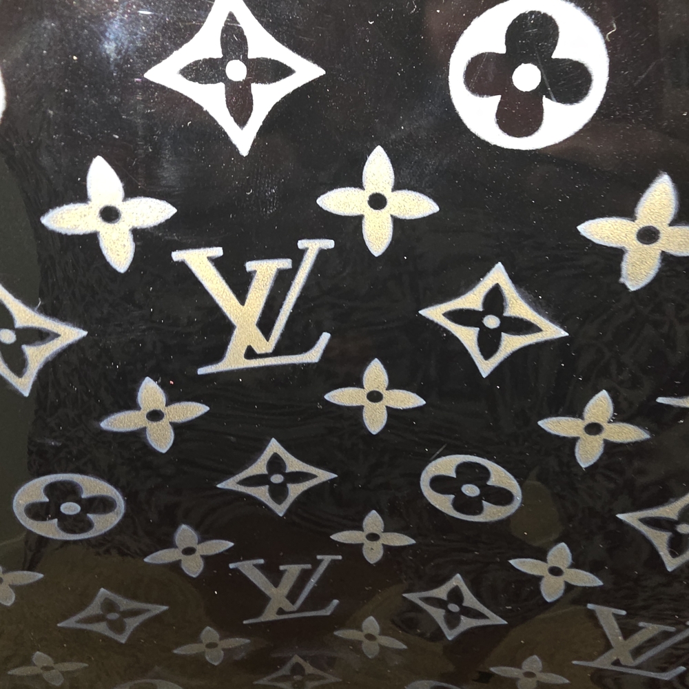 Designer Black and Tan Monogram Tote - Picture 10 of 11